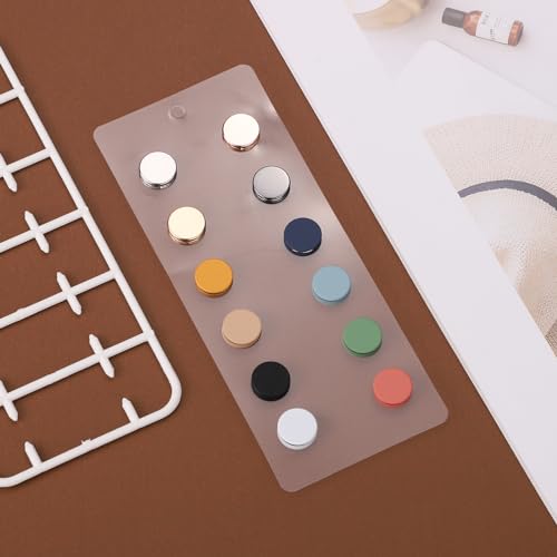 12pcs Hijab Magnetic Pins, Strong Hijab Magnets Multi-Purpose Clothes Colorful Magnetic Scarf Clasp Pinless Brooch Hijab Pins Buttons for Women Clothing Dress Scarves (Matte+Plating)3