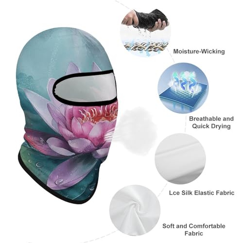 Balaclava para hombres, máscara de esquí para mujeres con diseño de flor de lirio de agua melocotón. Cubierta facial completa para ciclismo miniatura 3