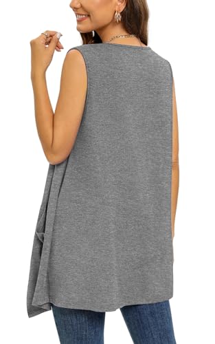 Women's Lightweight Cardigan Casual Soft Long Sleeve Floral Knit Cardigans with Pockets High Low Hem Draped Duster3