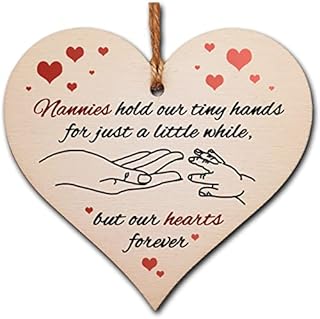 Handmade Wooden Hanging Heart Plaque Gift for Nannies from Kids Babies Thoughtful Keepsake