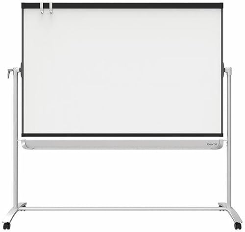 Quartet Caballete, pizarra blanca magnética, 4' x 3', reversible, móvil, soporte para rotafolios, Prestige 2, marco negro (ECM43P2)