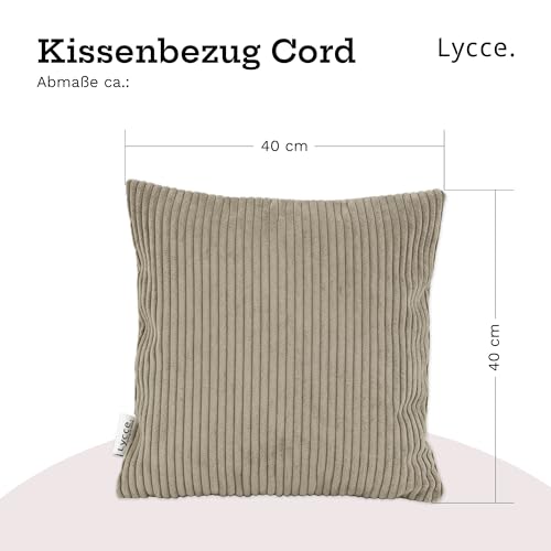 Lycce Kissenbezug, Kissenhülle für Dekokissen 2er Set Cordstoff Taupe (40 x 40 cm), dekorative Zierkissen & -hüllen, Cord Kissen vielseitig einsetzbar für Dein Zuhause – Bild 4