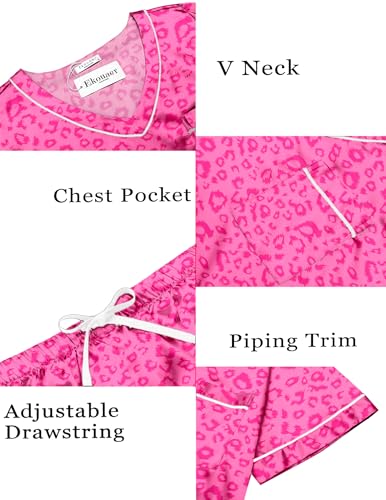 Image of Ekouaer Silk Pajama for Women Short Sleeve Satin Pj Set Two Piece Soft Sleepwear Loungewear S-XXL