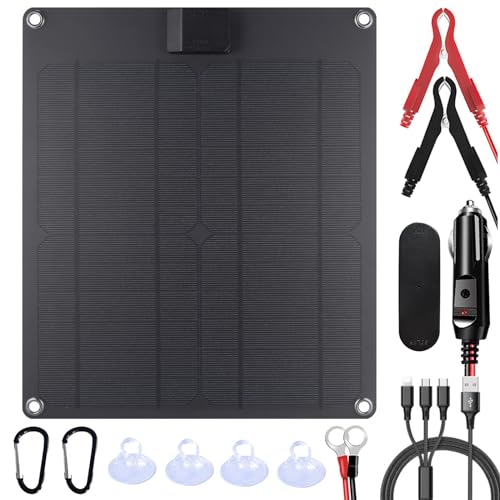 Lixada15W Solar Charger Panel with MPPT Trickle Maintiner Cntroller,12V Portable Waterproof Flexible Monocrystalline USB Solar Charging Panel Charge for Car,Fan,Cellphone,Camera Outdoor Hiking