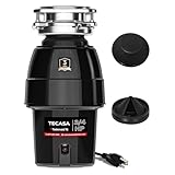 3/4 HP Garbage Disposal, TECASA Food Garbage Disposal with Power Cord, Stainless Steel Grinding System and 3-Bolt Mounting, Continuous Feed Garbage Disposals, Quiet, Taskmaid Series 75