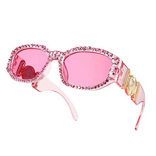 Feisedy Chunky Rectangle 90S Sunglasses Men Women Crystal Sunglasses Uv400 Sparkling Fahion Temple B2880 #TOP30