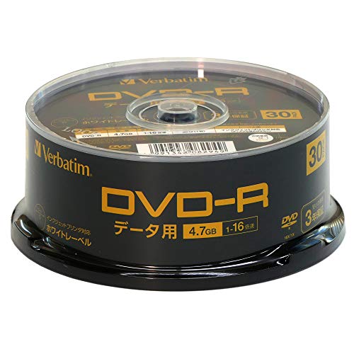 Verbatim DHR47JP30SV2-B Barbaitam Single Recording DVD-R, 4.7 GB, 30 Sheets, White Printerable, 1 to 16x Speed, 1 Layer on One Side