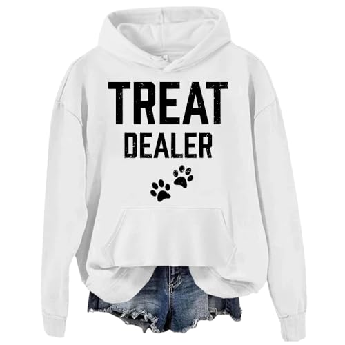 Sudadera con capucha Treat Dealer, Treat Dealer, sudadera con capucha divertida con huella de gato, sudadera con capucha para distribuidor de golosinas, blanco, M