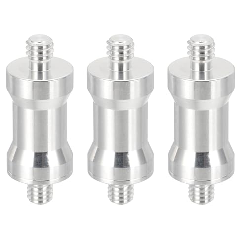 PATIKIL Camera Spigot Screws Converter 1/4" to M6" Male to Male, 3 Pack Tripod Screw Adapter Spigot Stud for Light Stand Hot Shoe Cold Shoe Adapter Ball Head Flash, Silver