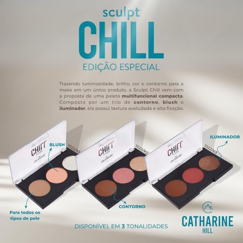 Paleta Blush Iluminador e Contorno Catharine Hill Trio Sculpt Chill Multifuncional (1022/K2 - Cor 02