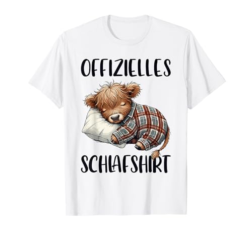 Offizielles Schlafshirt Highland Cow Hochlandrind Kuh Schlaf T-Shirt