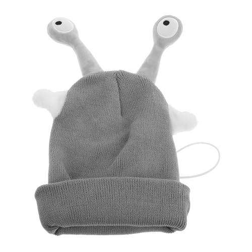 TOBBOMEY Funda de Punto para Casco de Esquí Pieza Diseño de Dibujos Animados Gris Antenas Compatible Snowboard y Esquí Suave Cálida y Ligera para Deportes de Invierno y Actividades al