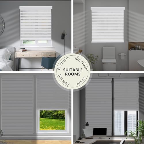 Stores zébrés jour nuit blanc store enrouleur sans fil double couche 52x182 cm