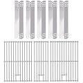 Hiorucet Grill Grate Replacement Parts for Nexgrill 5 Burner 720-0882A, Stainless Steel Heat Plate Tent Shield Flame Tamers and Grid Cooking Grates for Nexgrill 720-0882A Evolution Infrared Plus Parts