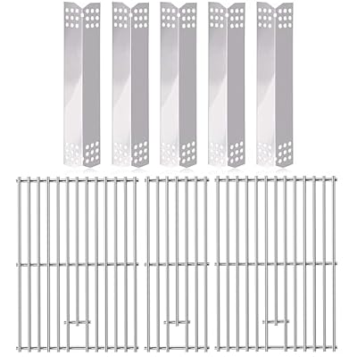 Hiorucet Grill Grate Replacement Parts for Nexgrill 5 Burner 720-0882A, Stainless Steel Heat Plate Tent Shield Flame Tamers and Grid Cooking Grates for Nexgrill 720-0882A Evolution Infrared Plus Parts