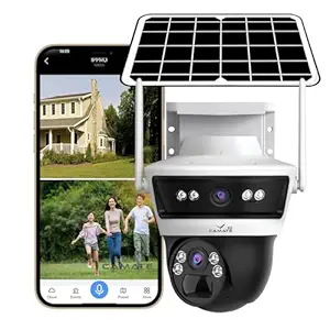Camate Stellar Solar Duo 4MP+4MP 4g sim Based Pan & Tilt Full HD Zoom CCTV Camera, Outdoor Camera, Weatherproof, 2 Way Talk, Motion Detection, Long Nigth Vision, Supports SD Card Upto 256 GB