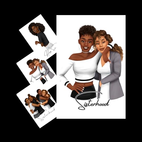 Image of Sisterhood Tote Bag, Journal and Stationery Gift Set, 6x9 inch Lined Journal, 3 Greeting Cards, Embroidered Canvas Tote, Gift Pack for Friends and Sisters (Black+White)