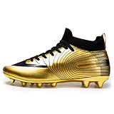 Men's Soccer Cleats High-Top Unisex Football Boots with Golden Soled Spikes for Outdoor and Indoor Training and Athletic Performance (Gold, Numeric_9_Point_5)