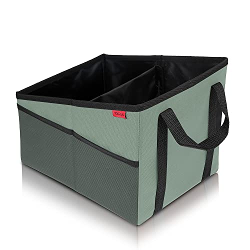 Image of Car Seat Organizer - Passenger Seat Organizer, Collapsible Small Car Seat Storage Organizer for Console Front or Back, Automotive Backseat Organizer with Belt 4 Cup Holders for Kids Accessories, Cyan