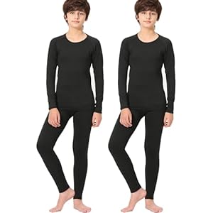Rolimaka Conjunto de 2 conjuntos de ropa interior térmica para niños y jóvenes, camisa de compresión con forro polar, leggings y pantalones para niños, capa base para clima frío