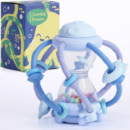 Baby Teething Toy & Rattle by Jumble Dream – BPA-Free Teether Silicone Sensory Toy for Babies – 0–12 Months Infant Toy – Soft, Safe, Travel-Friendly –Baby Essential Gift Jumble Jiggle