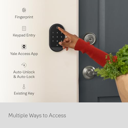 Image of Yale August Wi-Fi Smart Lock with Keypad Touch in Black | Keyless Entry, Touch Digital Keypad, Fingerprint Scanner, AUG-SL05-K03-G01