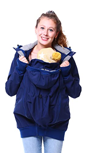 Viva la Mama 3in1 Allwetter Tragejacke für Babytragen, winddicht regendicht Kapuzenjacke mit Tragefunktion I JACKY marine - S Cover