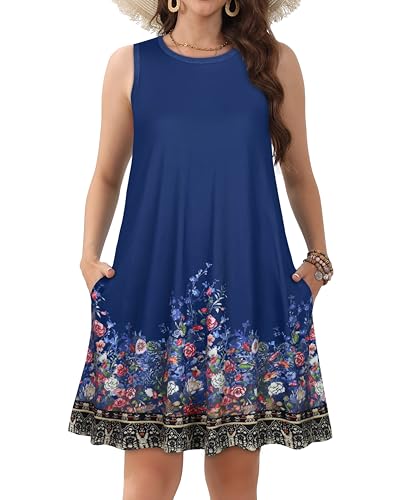 Image of JOLIGAL Womens Summer Dresses Casual Sleeveless Tshirt Sundress Beach Cover Up with Pockets Loose Tank Dress 2026
