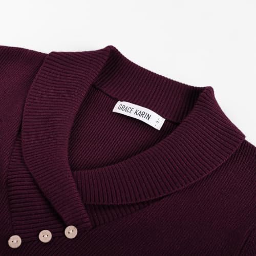Image of GRACE KARIN Women Fall Long Sleeve V Neck Collar Knit Pullover Sweaters