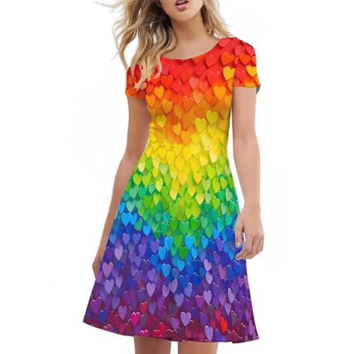 Image of Biyejit Women's Summer Casual Short Sleeve T-Shirt Swing Dress Crew Neck Plus Size S-4XL