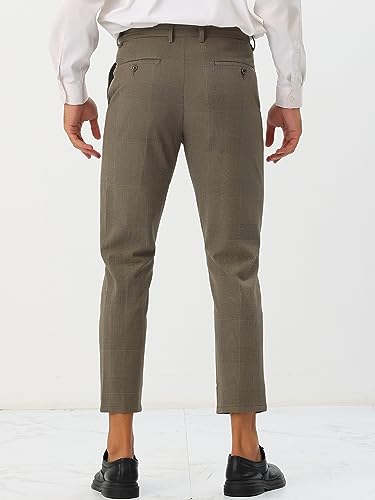 Lars Amadeus Checked Dress Pants for Men's Expandable Waist Pleated Formal Plaid Pants3