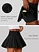 PINSPARK Pleated Athletic Skirts for Women Tummy Control Tennis Skirt with Shorts Underneath Golf Mini Skort with Pocket，Black M