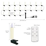 Lewondr Christmas Tree Candle Lights 20 LED, Flickering Clip on Flameless Candles with Remote Timer & 4 Modes, Xmas Tree Candle Lights Holiday Ornaments for Trees Windows Party Wedding, Beige - Image 5