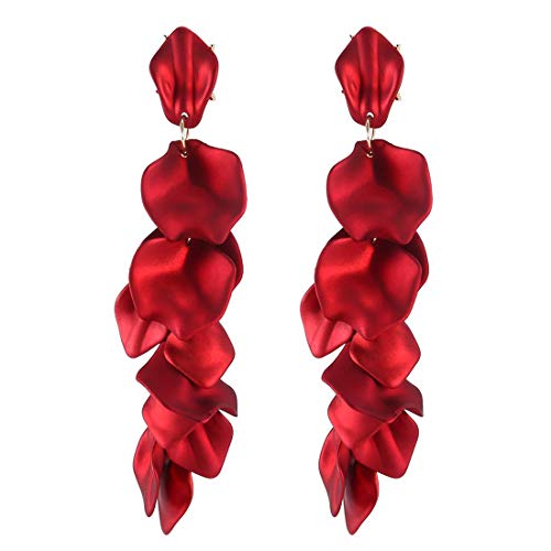 Image of Acrylic Rose Petal Drop Dangle Earrings Bohemian Resin Square /Oval /Hoop /Flower /Heart Statement Earrings for Women Gifts
