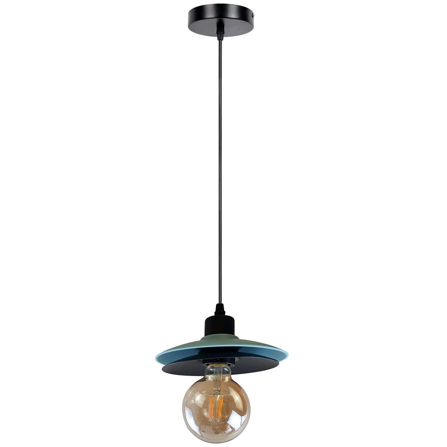 DC VOLTAGE Modern Industrial Pendant Light Fixture, Adjustable Hanging Ceiling Lamp with Metal Shade, E27 Socket for Kitchen Island, Dining Room, Bedroom, Bar, Restaurant (Bulb Not Included)