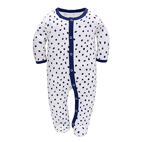 LAT 3 Pcs Infant Girls Boys Footie Onesies Sleeper Newborn Cotton Sleepwear Outfits4