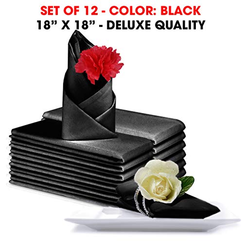 Talvania Cloth Dinner Napkins - 12 Pack Luxuriously Soft & Hotel Quality Cotton Napkins, Brilliant Fabric Napkins (18” X 18”) Perfect for Events, Hotel & Home Use (Black) - Thumbnail 3