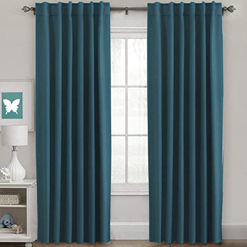 Image of H.VERSAILTEX Blackout Curtains Thermal Insulated Window Treatment Panels Room Darkening Blackout Drapes for Living Room Back Tab /Rod Pocket Bedroom Draperies, 52 x 96 Inch, Dark Teal, 2 Panels