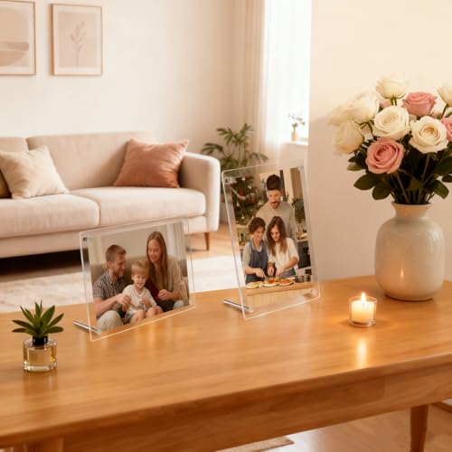 Cadre photo acrylique A5 avec support de bureau double face transparent - 3