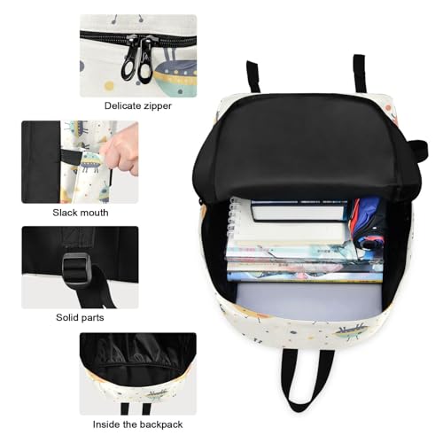 Cute Ufo Print Backpack Set with Lunch Bag, Large Capacity Travel Backpacks and Lunch Box Insulated for Commute Hiking Picnic3