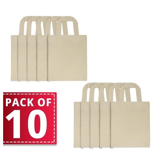 Enviroflex 22 x 26 cm Paquete 10 | 25 | 200, Bolsas Tote Pequeñas para Niños, Shopping, 100% algodón, yute, reutilizables, respetuosas con el medio ambiente con asas cortas (Natural)