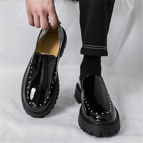 Fashion Sparkly Patent Leather Modern Round Toe Slip On Loafers for Men Lightweight Penny Formal Business Wedding Prom Dress Shoes4