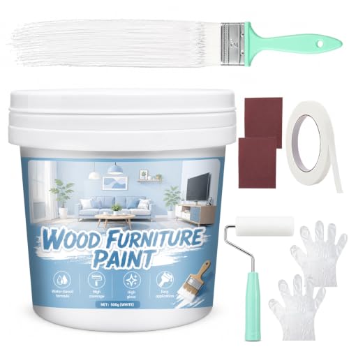 AllisWay Pintura para Madera,Fórmula a Base de Agua,Renovación,Blanco,500g