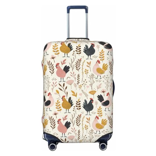 Cartoon Chickens Luggage Cover Protector Anti-Scratch Washable Fits 18-32 Inch Luggage-Large
