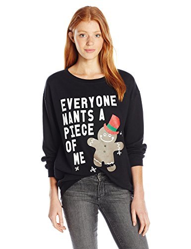 Derek Heart Juniors Twill Fleece Hanukkah Crew Neck Sweatshirt