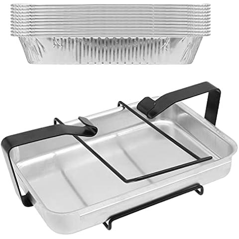 7515 Catch Pan & Holder and Aluminum Drip Pans(10 Pack) for Weber Genesis 1000-5500, Genesis Silver/Gold/Platinum, Genesis II Series, Platinum I/II, Grill Grease Collection Pan Replacement Part Cover