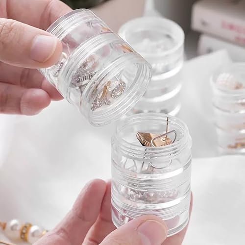 Image of 5 Layers Jewelry Case, 3.2 Inch x 1.5 Inch Transparent Plastic Organizer Box for Girls Earring Ring DIY Storage Drugs Sets (medium)