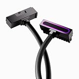 AIJS 24PIN PSU Extension Cable,ARGB PC Cable with 5V 3Pin,18AWG 90 Degree Right-Angle Design for Power Cable Extension,Male-to-Female Connectors for PC Power Cord(30CM-Black)