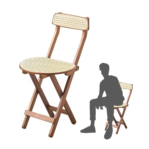Taburete de bar plegable con marco de bambú, silla de cocina plegable con asiento de ratán y reposapiés para el hogar y fiesta