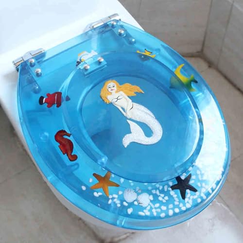 ֍AX[N[Y֍A Resin Toilet Seat Slow Close Silent Descent Thickened For U V O Shaped Toilets 42x36 cm(Style-17)